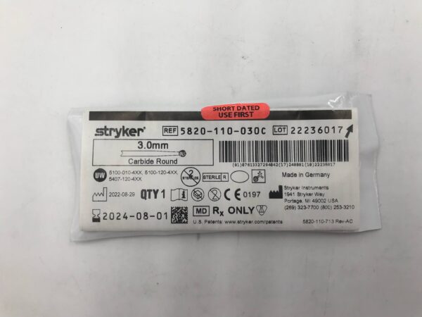 STRYKER 5820-110-030C 3.0mm Carbide Round (X)