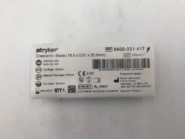 STRYKER 5400-031-417 Crescentic Blade (18.0 x 0.51 x 30.0mm) (X)