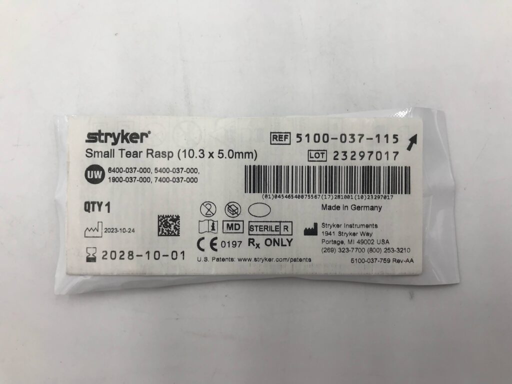 Stryker Rasp STRYKER 5100-037-115 Small Tear Rasp (10.3 x 5.0mm) - GB TECH USA