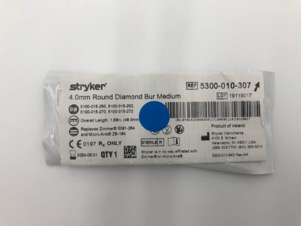 STRYKER 5300-010-307 4.0mm Round Diamond Bur Medium (X)