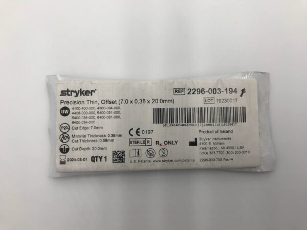 STRYKER 2296-003-194 Precision Thin, Offset (7.0 x 0.38 x 20.0mm) (X)