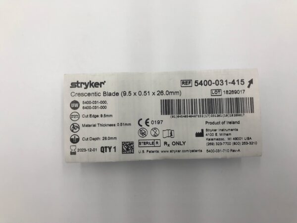 STRYKER 5400-031-415 Crescentic Blade (9.5 x 0.51 x 26.0mm) (X)