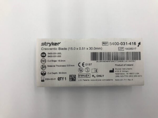STRYKER 5400-031-416 Crescentic Blade (15.0 x 0.51 x 30.0mm) (X)