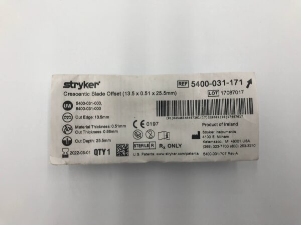 STRYKER 5400-031-171 Crescentic Blade Offset (13.5 x 0.51 x 25.5mm) (X)