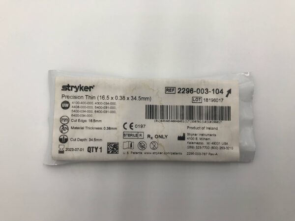 STRYKER 2296-003-104 Precision Thin (16.5 x 0.38 x 34.5mm) (X)