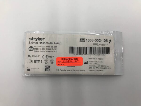 STRYKER 1608-002-105 3.0mm Heliocoidal Rasp (X)