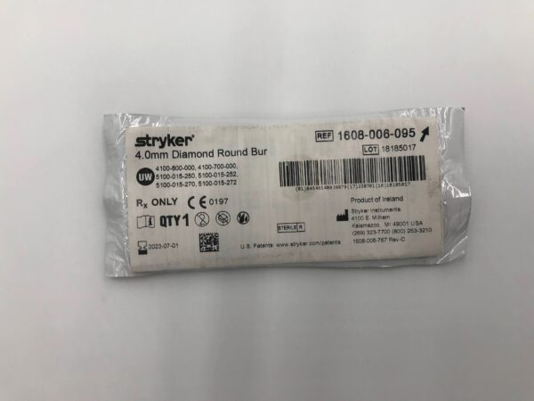 STRYKER 1608-006-095 4.0mm Diamond Round Bur (X)