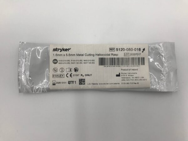 STRYKER 5120-080-016 1.6mm X 5.5mm Metal Cutting Helicoidal Rasp