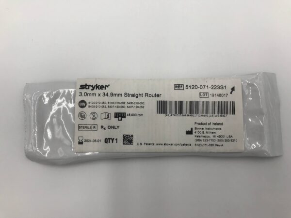 STRYKER 5120-071-223S1 3.0mm X 34.9mm Straight Router (X)