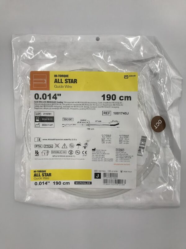 ABBOTT 1001740J Hi-Torque All Star Guide Wire w/Microglide Coating 0.014" x 190cm (X)