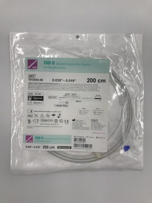 ABBOTT 1012069-06 Workhorse .035 Tad II Tapered Guide Wire System w/Microglide Coating 0.035"-0.018" x 200cm (X)