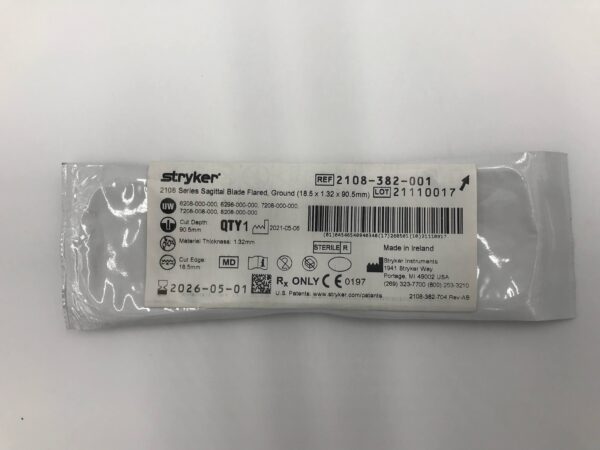 STRYKER 2108-382-001 2108 Series Sagittal Blade Flared, Ground (18.5 x 1.32 x 90.5mm)