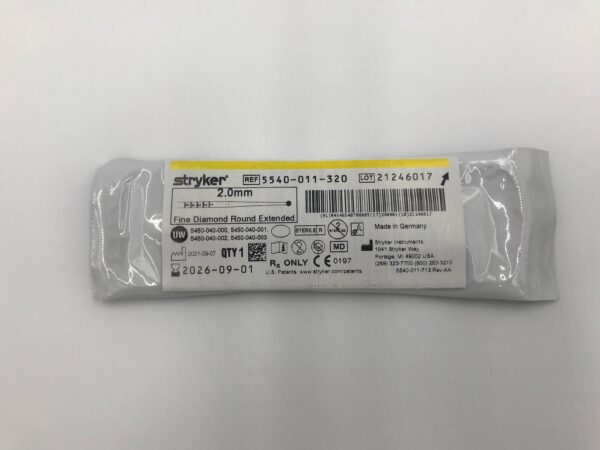 STRYKER 5540-011-320 2.0mm Fine Diamond Round Extended