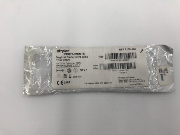 STRYKER 2108-140 Sagittal Blade Extra-Wide Thin Short (X)