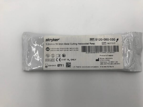 STRYKER 5120-080-030 3.2mm x 18.3mm Metal Cutting Heliocoidal Rasp (X)