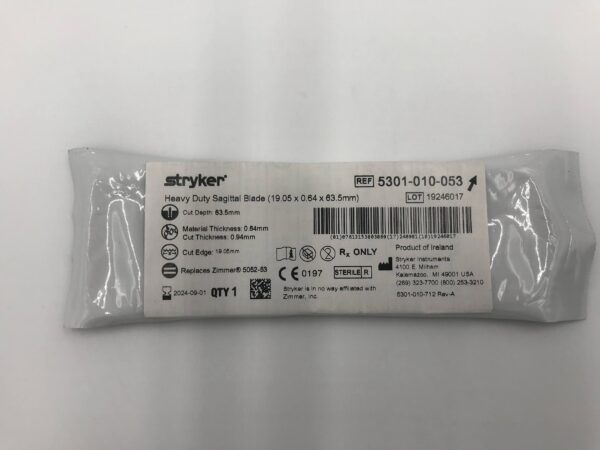 STRYKER 5301-010-053 Heavy Duty Sagittal Blade (19.05 x 0.64 x 63.5mm) (X)