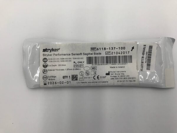 STRYKER 6118-137-100 Stryker Performance Series Sagittal Blade (18.0 x 1.37 x 100.0mm)