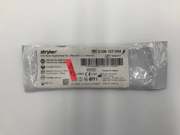 STRYKER 2108-107-004 2108 Series Sagittal Blade Fan, Offset (36.0 x 1.2 x 64.0mm) (X)