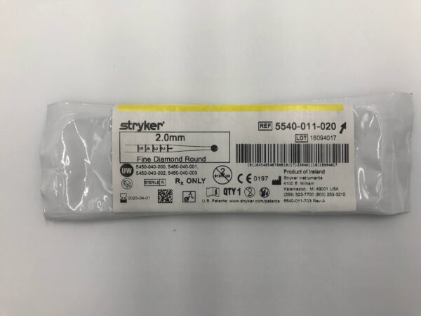 STRYKER 5540-011-020 2.0mm Fine Diamond Round (X)