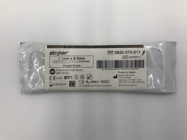 STRYKER 5820-070-011 1.1mm x 6.0mm Straight Router (X)