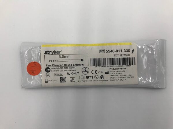 STRYKER 5540-011-330 3.0mm Fine Diamond Round Extended (X)