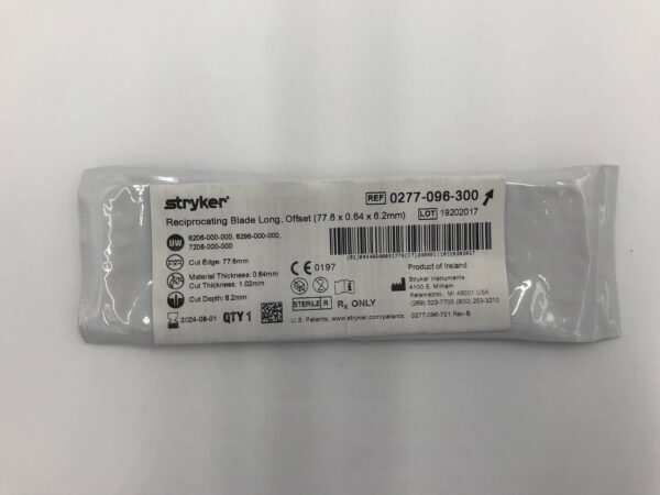 STRYKER 0277-096-300 Reciprocating Blade Long, Offset (77.6 x 0.64 x 6.2mm)(X)