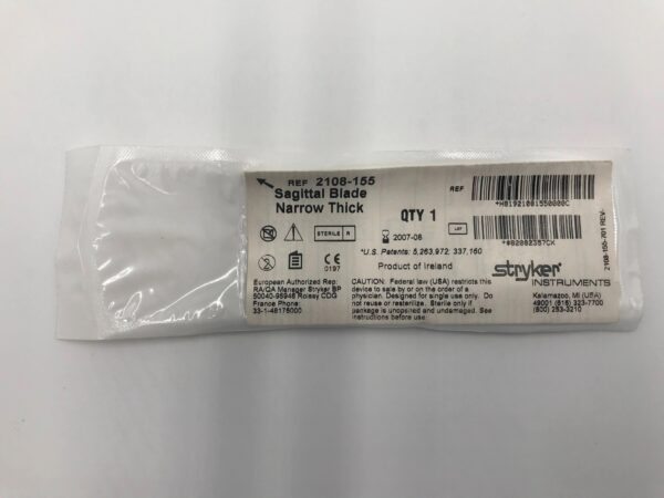 STRYKER 2108-155 Sagittal Blade Narrow Thick (X)