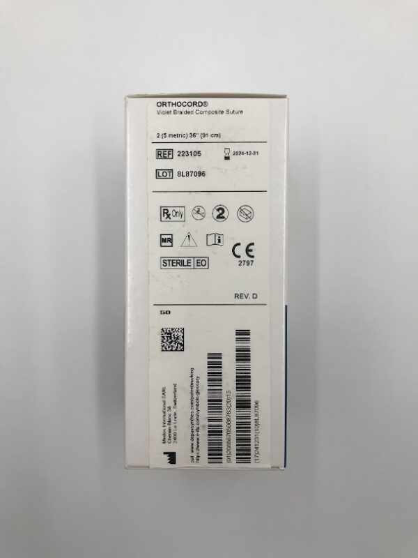 DEPUY 223105 Orthocord Violet Braided Composite Suture 2 (5metric) 36" (91cm) (12/Box) (X)