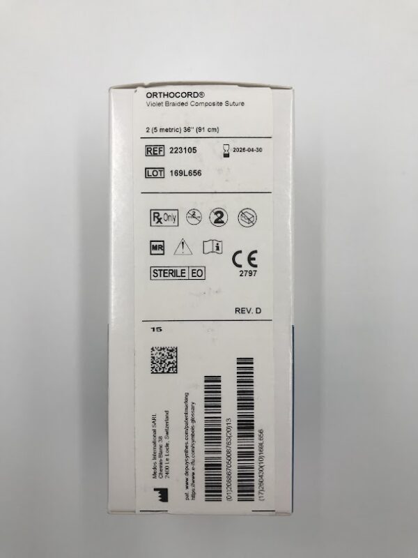 DEPUY 223105 Orthocord Violet Braided Composite Suture 2 (5metric) 36" (91cm) (12/Box)