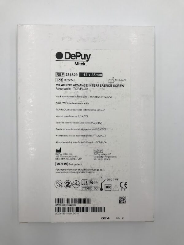 DEPUY 231829 Milagro Advanced Interference Screw 12 x 35mm (X)