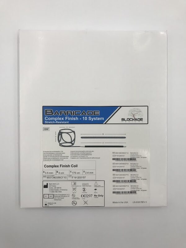 BALT 9001340356CF10 Barricade Complex Finish 10 System  Endovascular Embolization Coil 3.5mm x 6cm x 175cm (X)