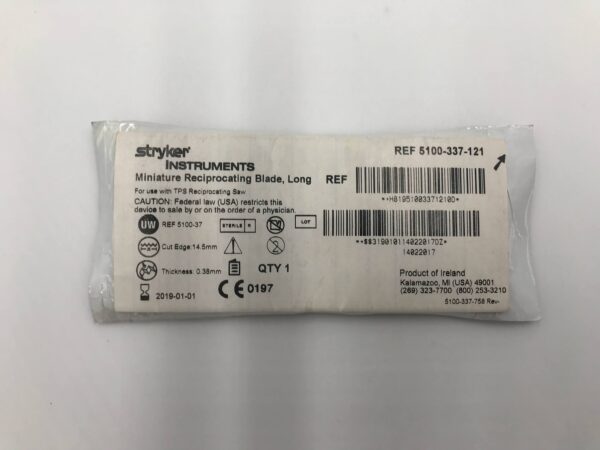 STRYKER 5100-337-121 Miniature Reciprocating Blade, Long (0.38 x 14.5mm) (X)