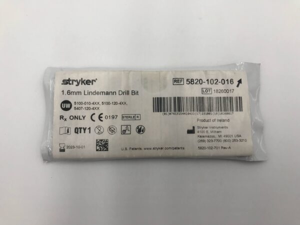 STRYKER 5820-102-016 1.6mm Lindemann Drill Bit (X)