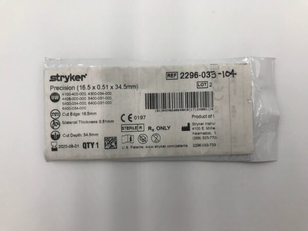 STRYKER 5400-3-111 Dual Cut Average Medium Blade, 25.0mm x 9.0mm (X)