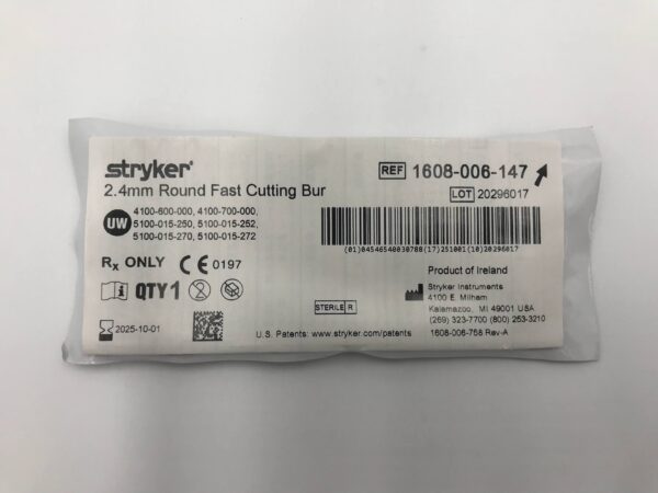 STRYKER 1608-006-147 2.4mm Round Fast Cutting Bur