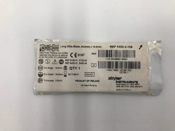 STRYKER 5400-3-106 Dual Cut Long Wide Blade, 34.5mm x 13.0mm (X)