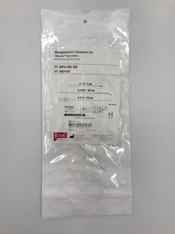 COOK G47940 Micropuncture Introducer Set Silhouette Transitionless 21G/7cm, 0.018"/40cm, 4.0Fr/10cm