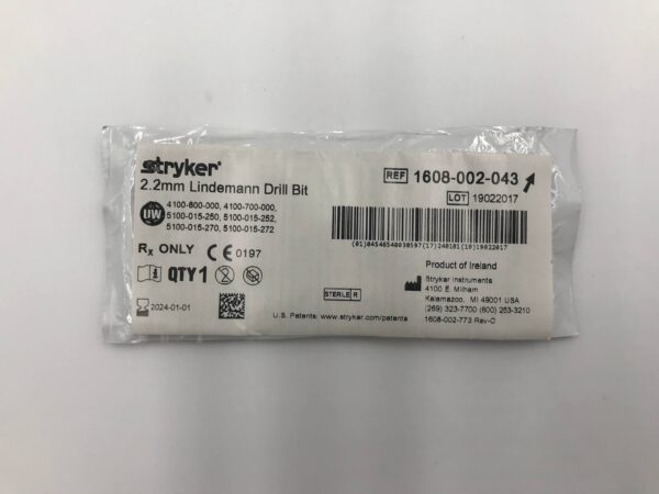 STRYKER 1608-002-043 2.2mm Lindemann Drill Bit (X)