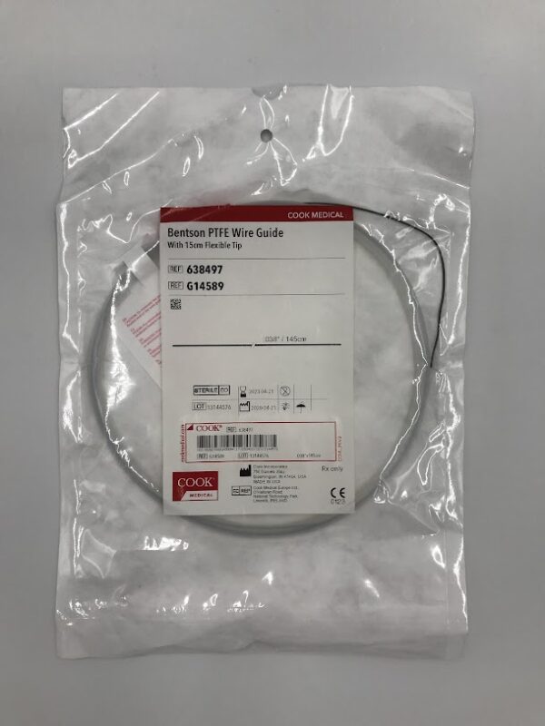 COOK G14589 Bentson PTFE Wire Guide w/15cm Flexible Tip .038" x 145cm (X)