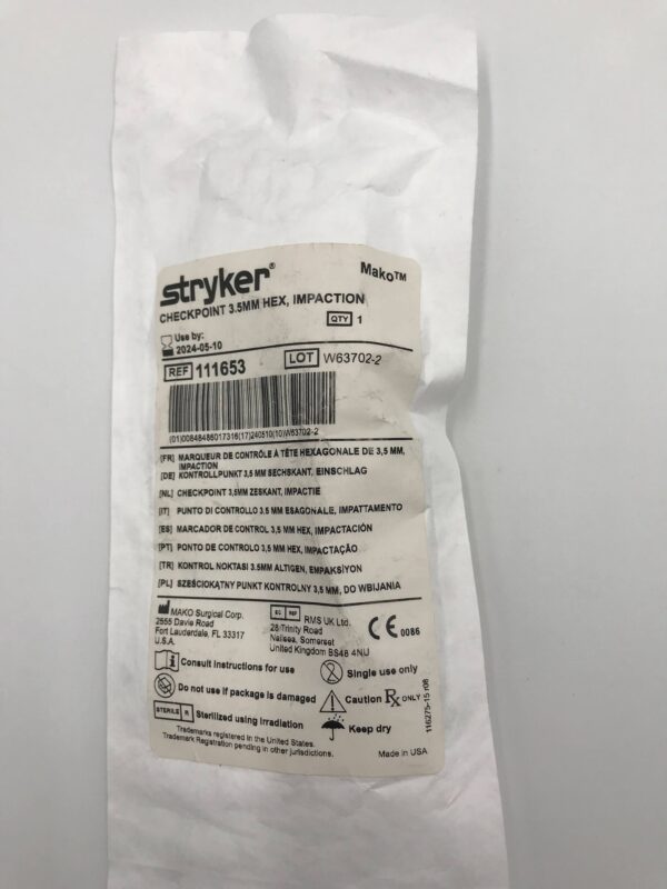 STRYKER 111653 Mako Checkpoint 3.5mm Hex, Impaction (X)