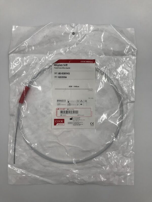 COOK G53556 Amplatz Stiff Fixed Core Wire Guide .038"/145cm, 5cm (X)