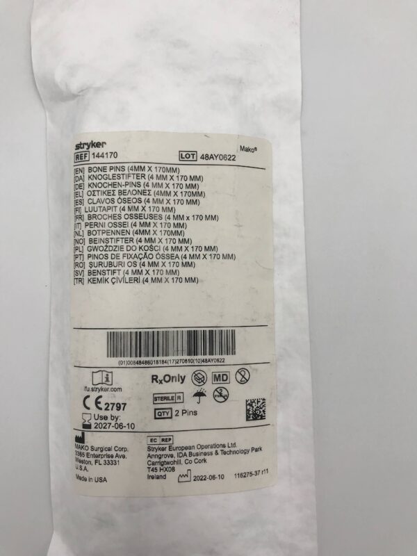 STRYKER 144170 Mako Bone Pins (4mm x 170mm)