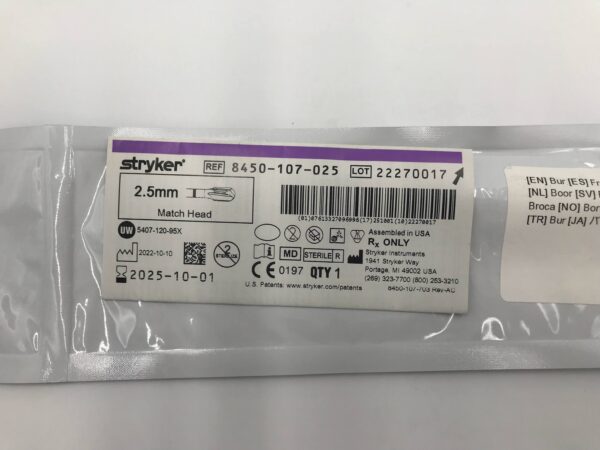 STRYKER 8450-107-025 2.5mm Match Head