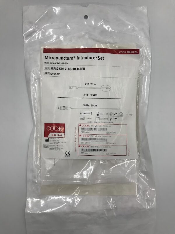 COOK G49472 Micropuncture Introducer Set w/Nitinol Wire Guide 21G/7cm, .018"/80cm, 5.0Fr/30cm (X)