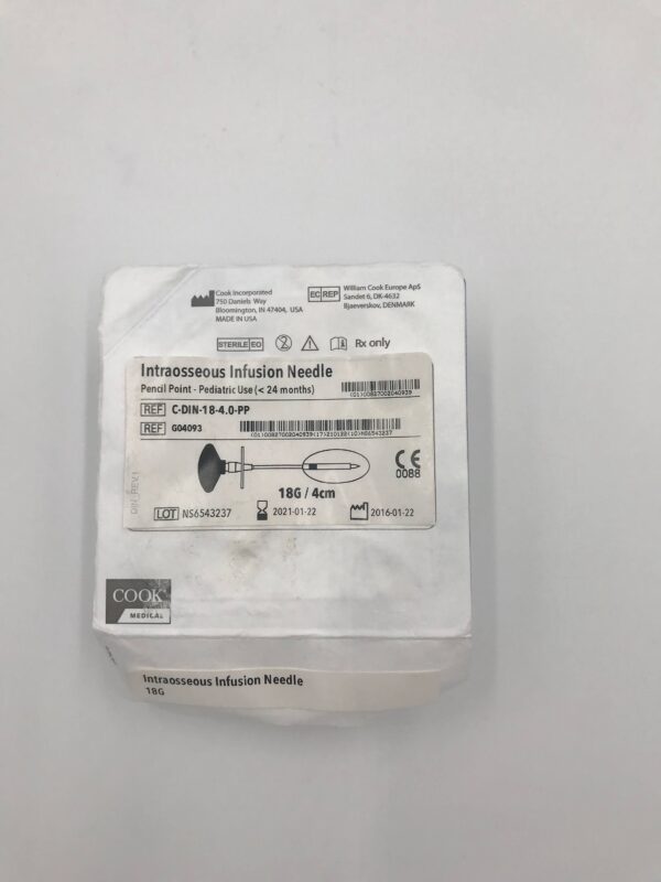 COOK G04093 Intraosseous Infusion Needle Pencil Point - Pediatric Use 18G/4cm (X)