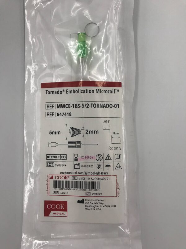 COOK G47418 Tornado Embolization Microcoil 5mm, 2mm (X)