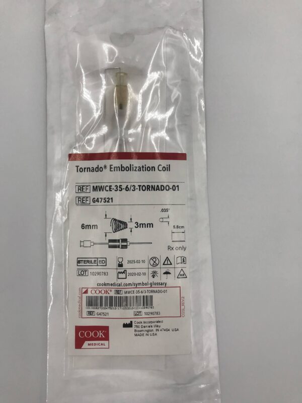 COOK G47521 Tornado Embolization Coil 6mm, 3mm (X)