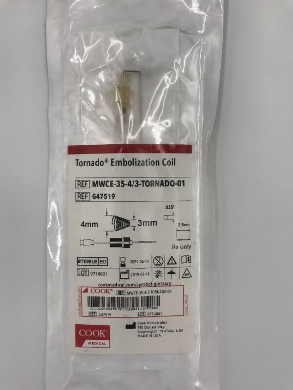 COOK G47519 Tornado Embolization Coil 4mm, 3 mm (X)