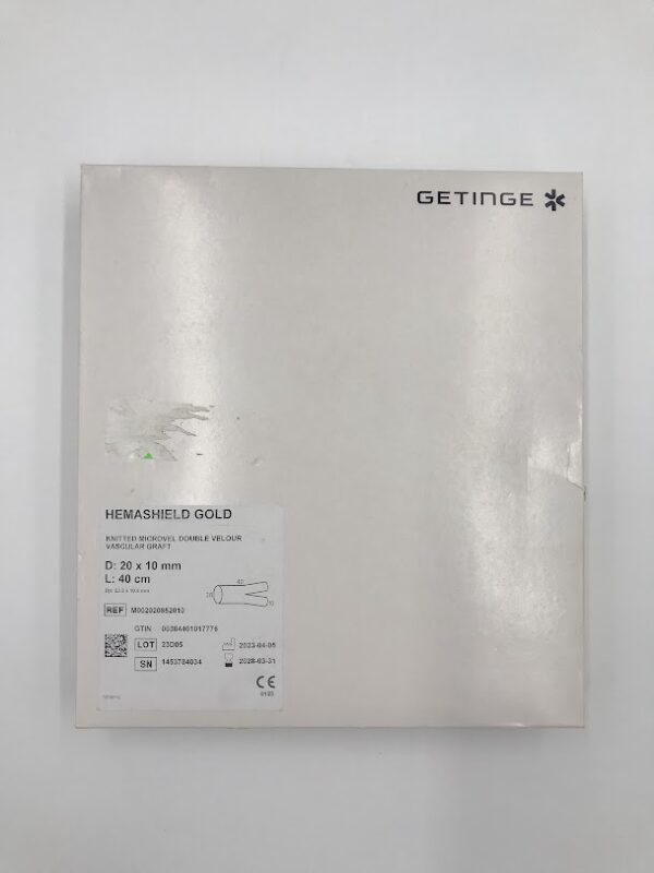 MAQUET M002020852010 Hemashield Gold Knitted Microvel Double Velour Vascular Graft D=20 x 10mm, L=40cm