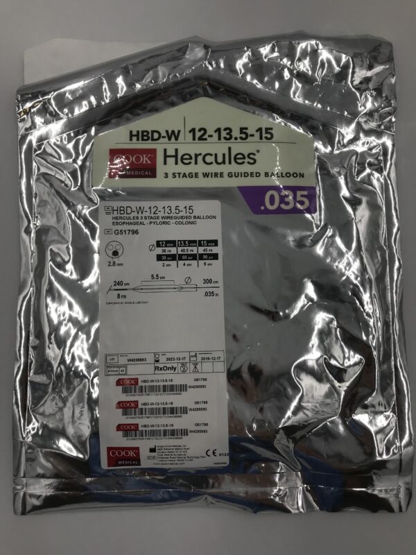 COOK G51796 Hercules 3 Stage Wire Guided Balloon, Esophageal-Pyloric-Colonic, 12mm-13.5mm-15mm (X)